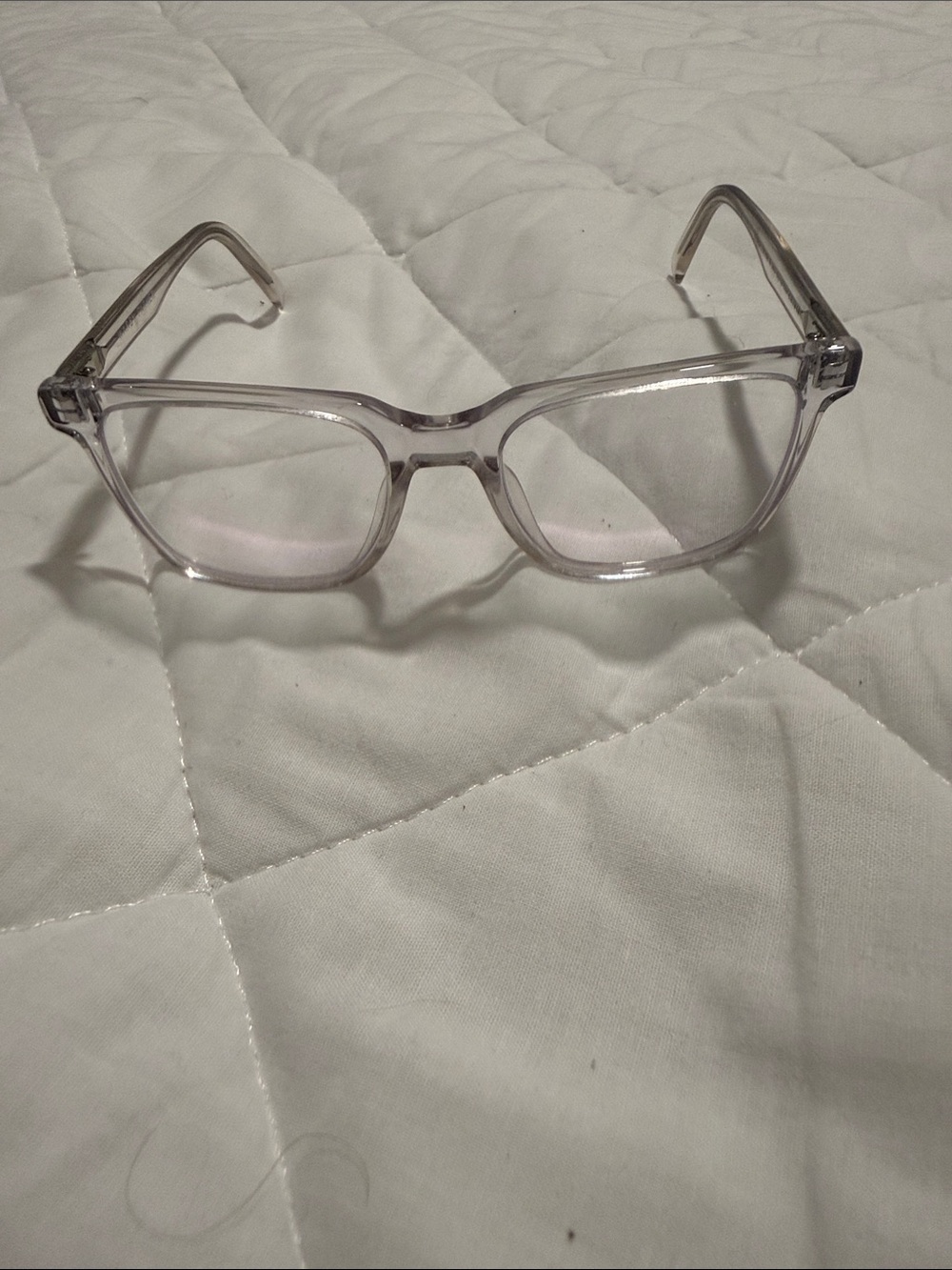 Gently used Warby Parker “Hugh’s” Clear Transparent Square Frame Glasses